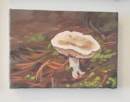 Mushroom. Painted at Big Bald Lake, Ontario, in late summer 2020. $80. 7x5.