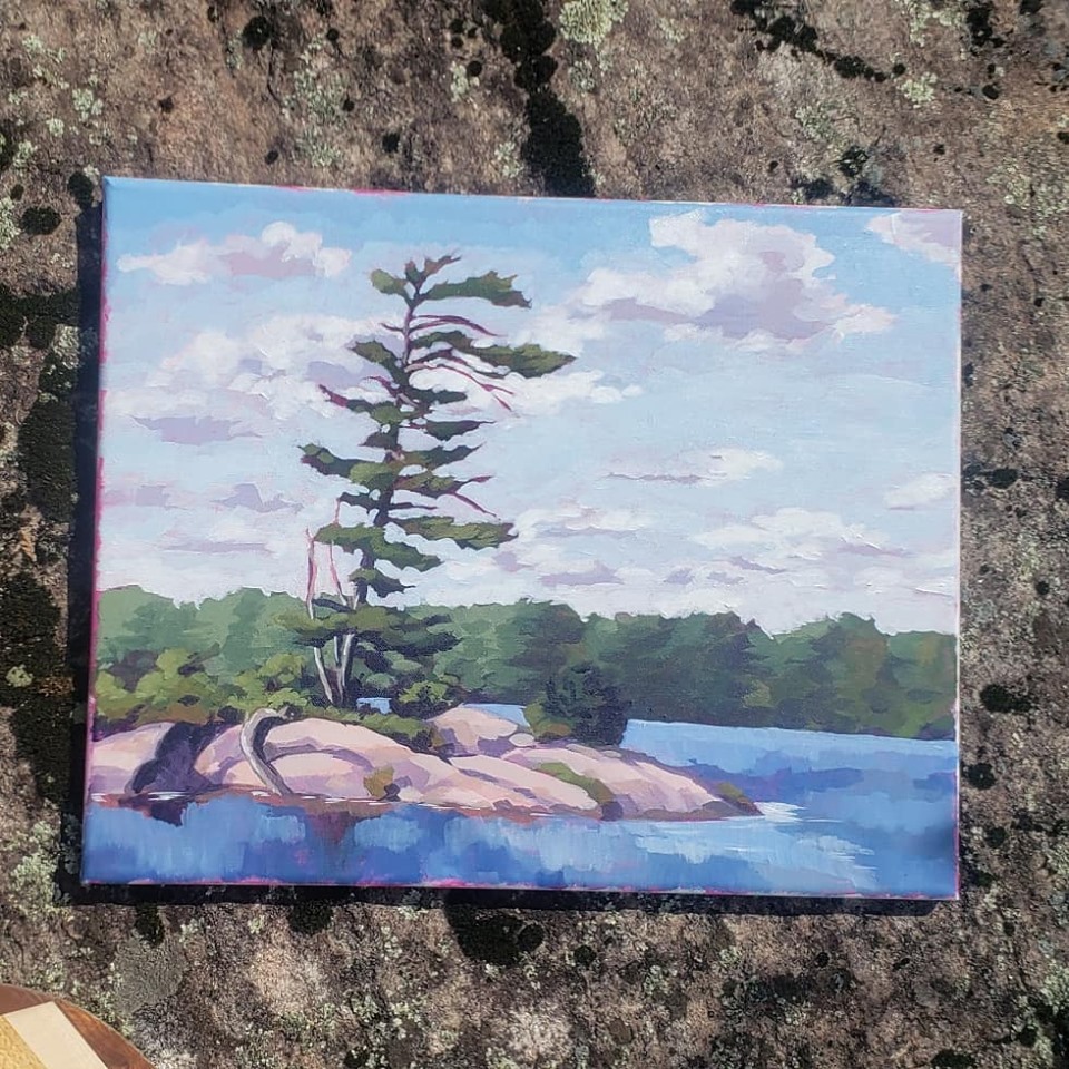 Haze. Painted at Big Bald Lake, Ontario, in July 2019. $250. 20x16 inches.