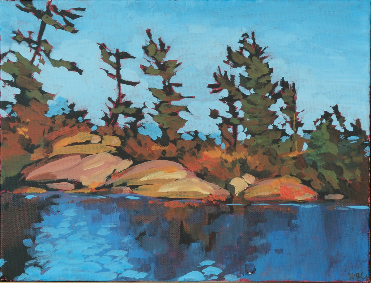 2022, Big Bald Lake. Acrylic on Canvas, 9x12". $200
